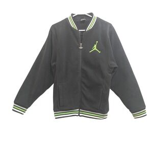 Jordan Men's Small Chicago Air‎ Fleece Bomber Jacket Black Green Big LOGO